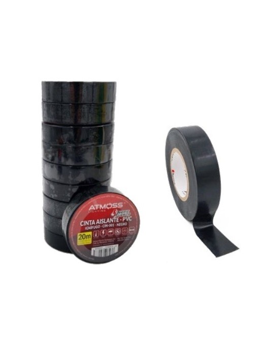 Atmoss Cinta aislante PCV Inífugo 20mx19mm x 0.15mm Negro CIN-001