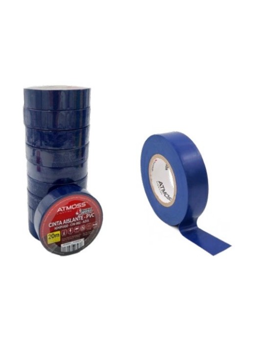 Atmoss Cinta aislante PCV Inífugo 20mx19mm x 0.15mm Azul CIN-002