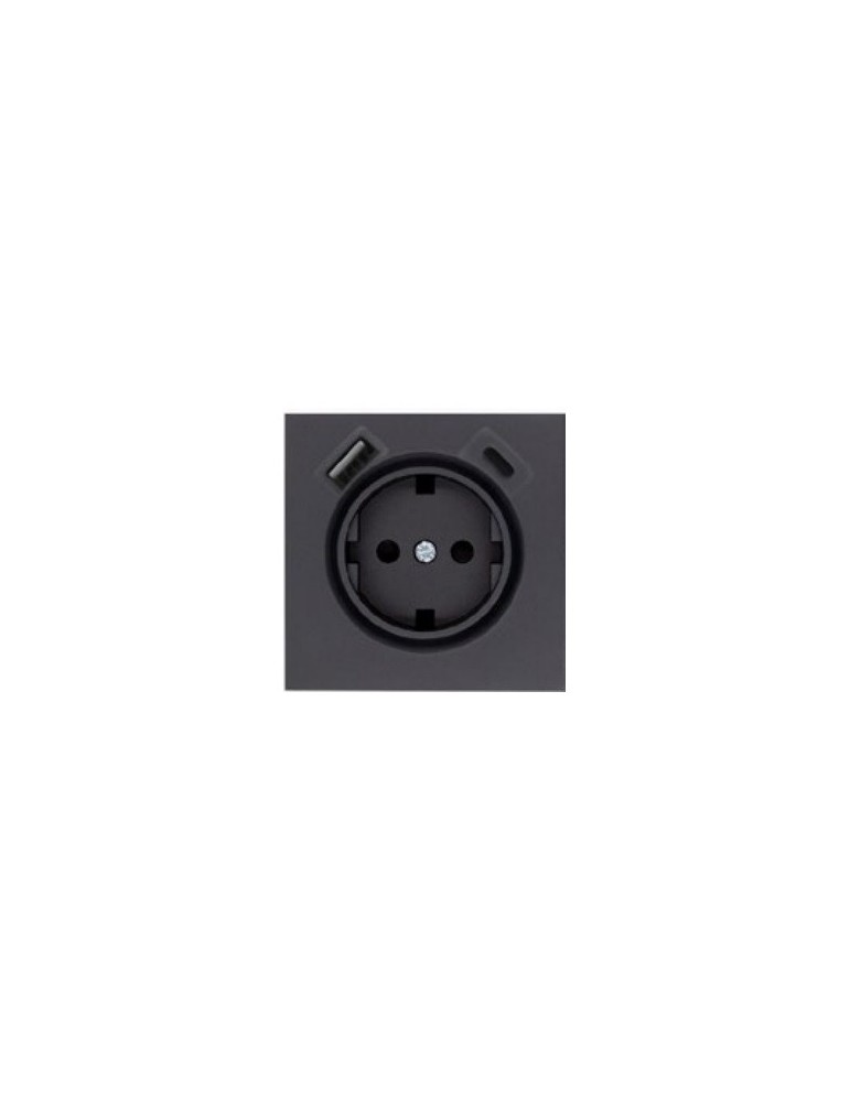 Tapa Enchufe Schuko 2USB A+C Negro Dynamic Art Atmoss S40.408.17