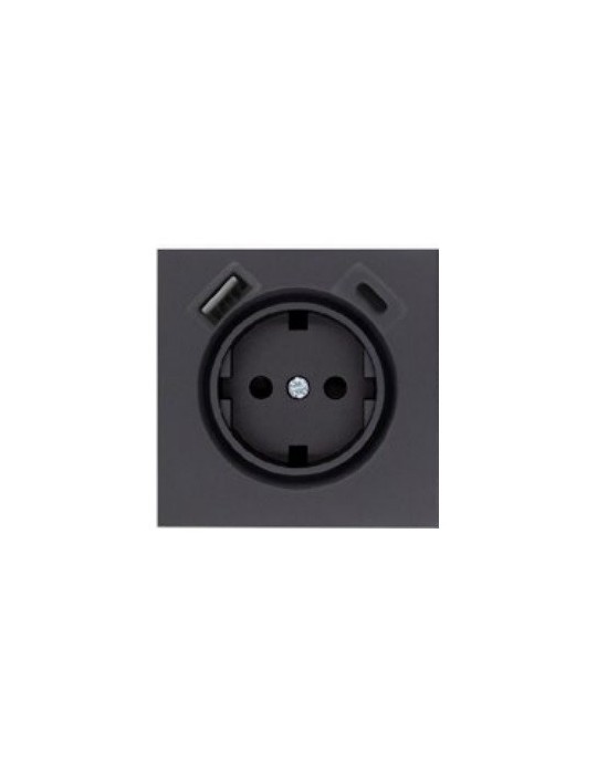 Tapa Enchufe Schuko 2USB A+C Negro Dynamic Art Atmoss S40.408.17