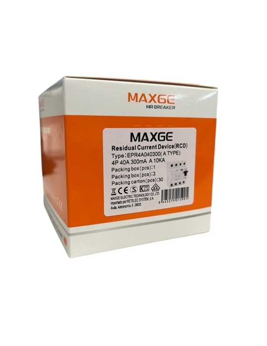 Maxge Diferencial SUPERINMUNIZADO 4P 40A 300mA A EPR4A040300