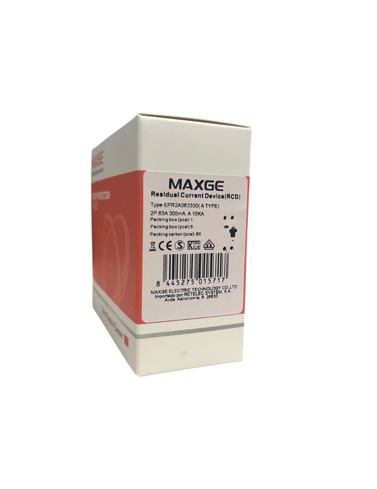 Maxge Diferencial SUPERINMUNIZADO 2P 63A 300mA EPR2A063300