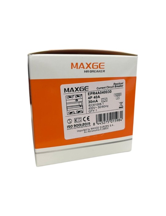 Maxge Diferencial SUPERINMUNIZADO 4P 40A 30mA A EPR4A040030