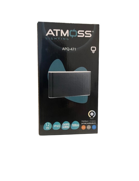 Atmoss aplique exterior aluminio 3CCT 12W IP65 APQ-471
