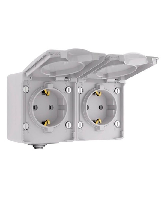 BASE DOBLE SCHUKO ESTANCO IP65 ATMOSS DYNAMIC MAT65 S60.406.14