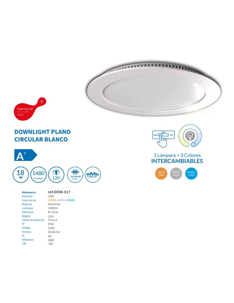 Atmoss downlight emportar Samsung 18W 3CCT DOW-317