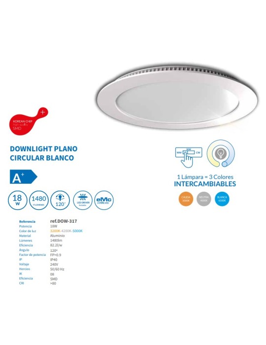 Atmoss downlight emportar Samsung 18W 3CCT DOW-317