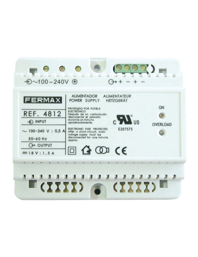 Fermax Alimentador Din6 100-240Vac/18Vdc-1,5A 4812 | Suministros…