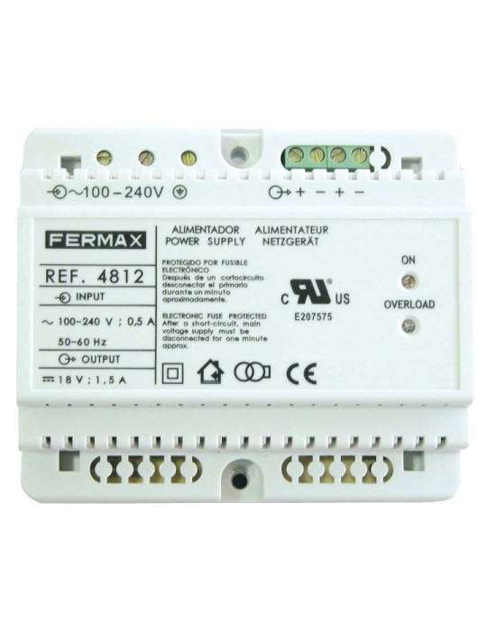 Fermax Alimentador Din6 100-240Vac/18Vdc-1,5A 4812 | Suministros…