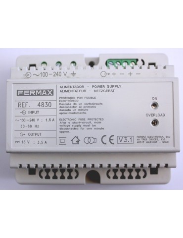 Fermax Alimentador Din6 100-240Vac/18Vdc-3.5A 4830 | Suministros…