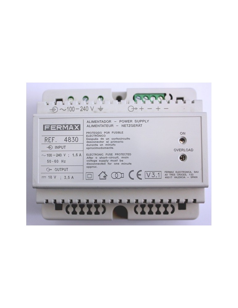 Fermax Alimentador Din6 100-240Vac/18Vdc-3.5A 4830 | Suministros…