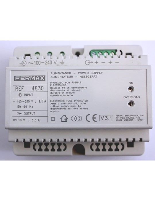 Fermax Alimentador Din6 100-240Vac/18Vdc-3.5A 4830 | Suministros…