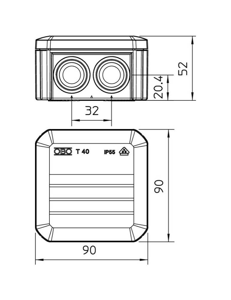 OBO CAJA ESTANCA DERIVACION C/CONOS T40 2007045