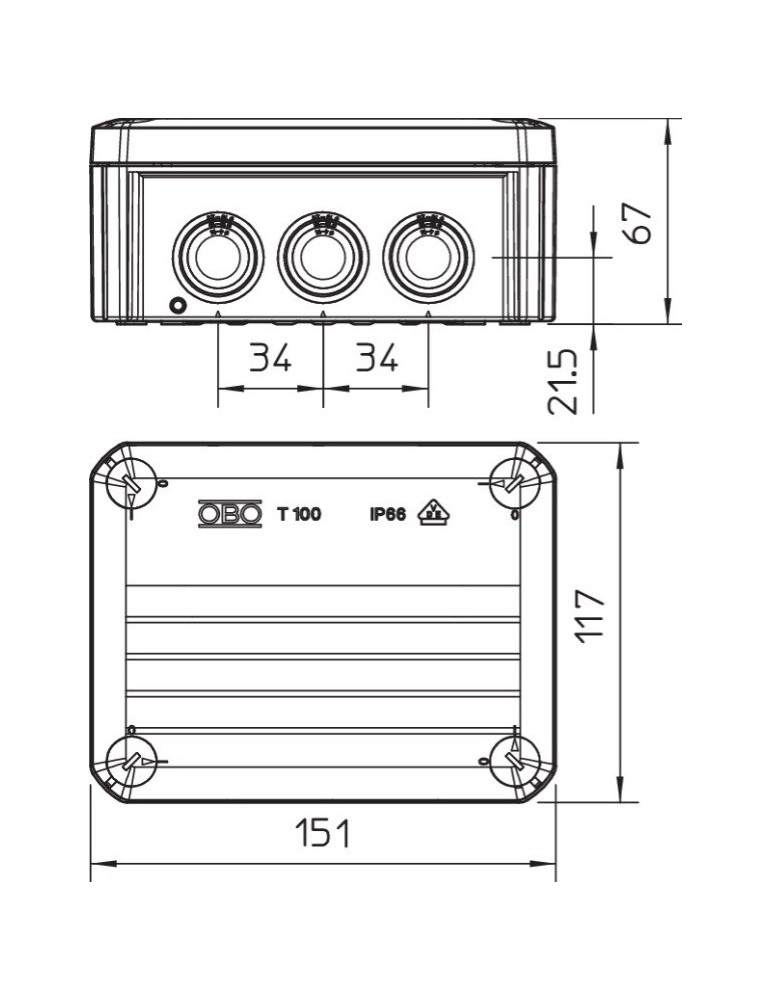 OBO CAJA ESTANCA T/TORNILLO C/CONOS T100 2007081