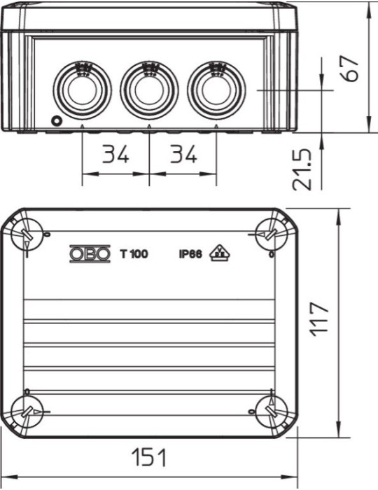 OBO CAJA ESTANCA T/TORNILLO C/CONOS T100 2007081