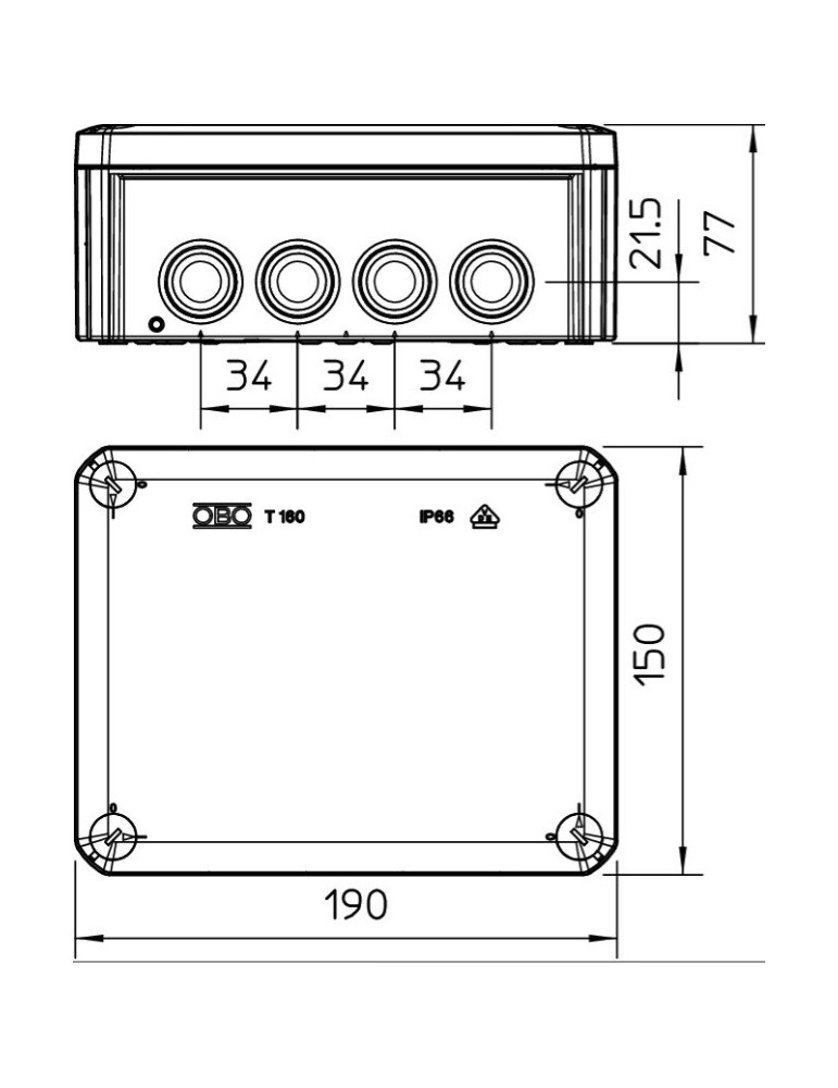 OBO CAJA ESTANCA DERIVACION C/CONOS T-160 2007097