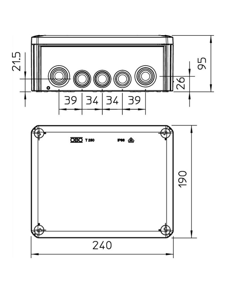 OBO CAJA ESTANCA T/TORNILLO C/CONOS T-250 2007109