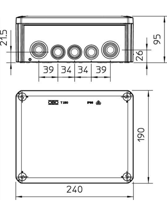 OBO CAJA ESTANCA T/TORNILLO C/CONOS T-250 2007109