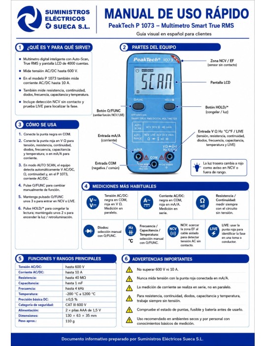 PeakTech P1073 | Multímetro digital SMART