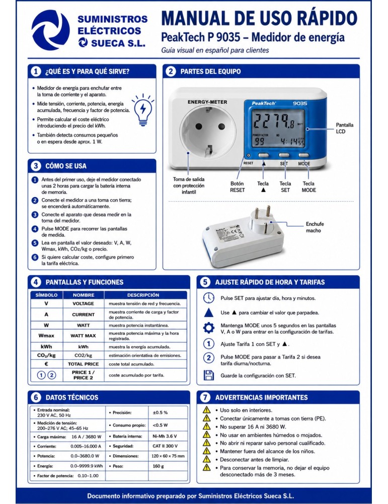 PeakTech P9035 | Medidor de energía