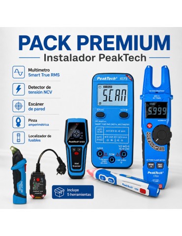 Pack Premium Instalador PeakTech | Multímetro + Pinza + Localizador