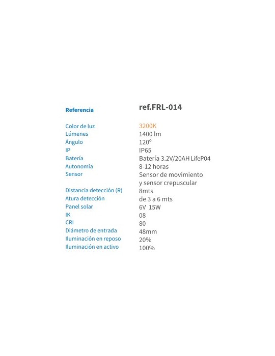 Atmoss FRL-014 | Farola solar