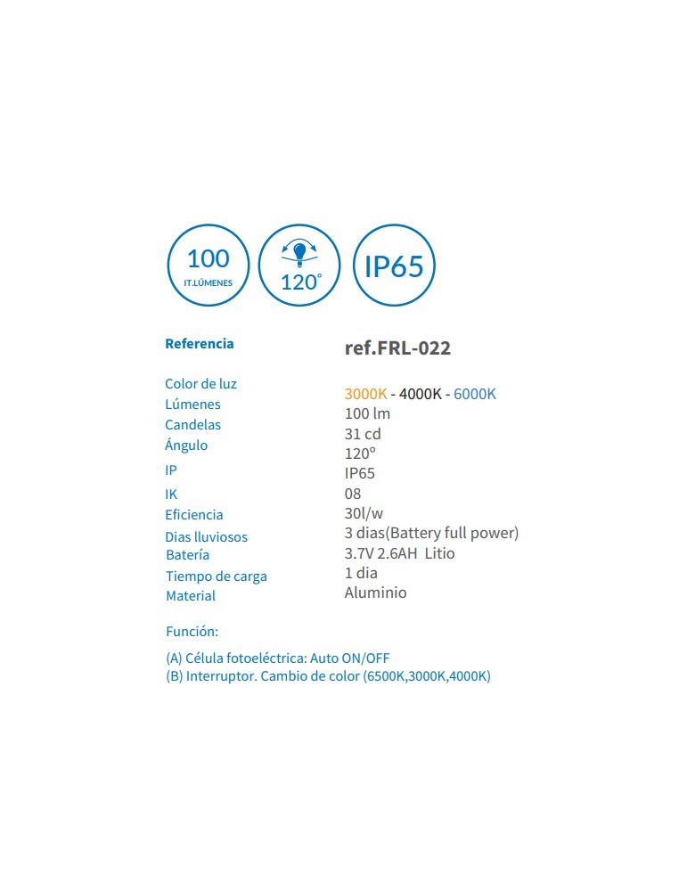 Atmoss FRL-022 | Farola solar