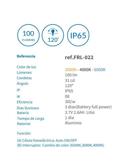 Atmoss FRL-022 | Farola solar