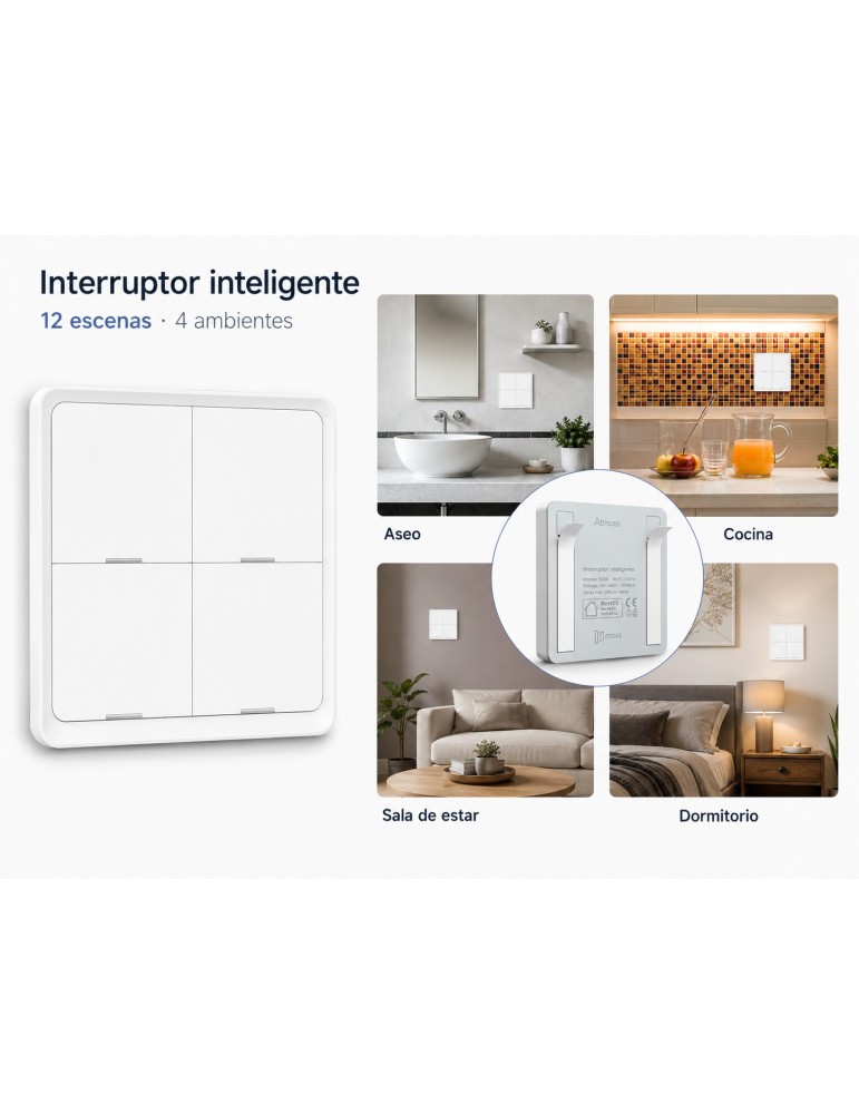 Atmoss Interruptor inteligente 12 escenas zigbee blanco CON CONTR-093