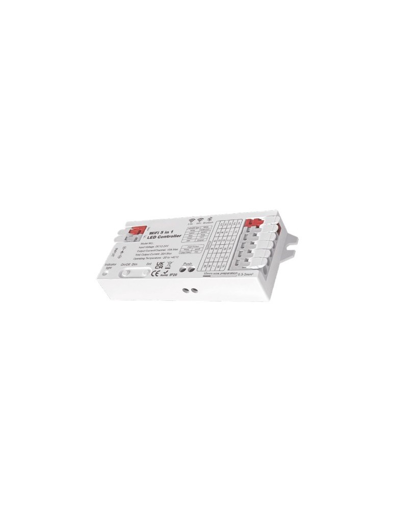 Atmoss Controlador LED 5 en 1 WiFi Bluetooth Tuya de 20 A C CONTR-108