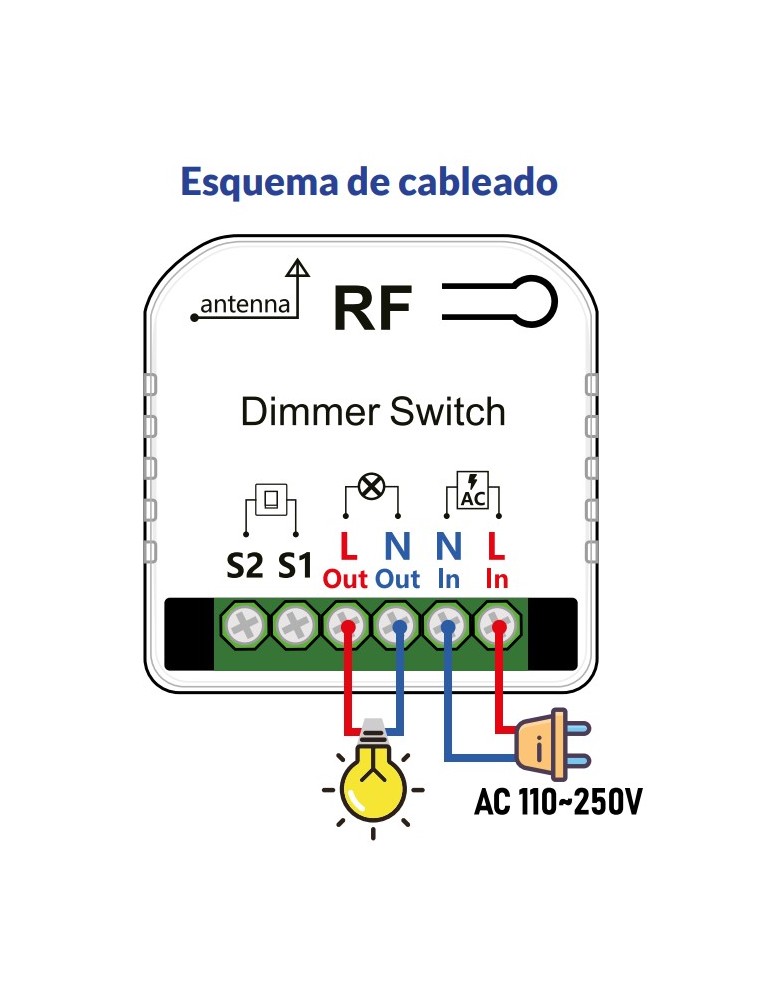 Atmoss Pastilla interruptor dimmer con control remoto CONTR CONTR-125