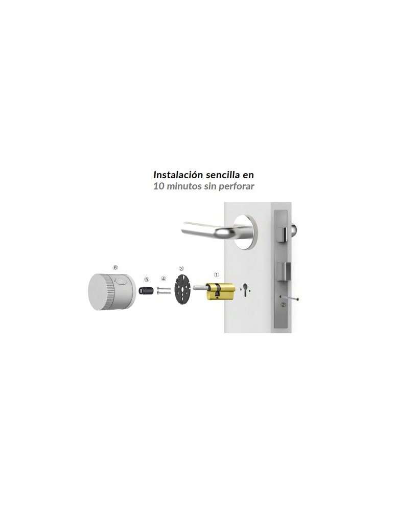 Atmoss Cerradura inteligente bluetooth plata para bombín SGR- SGR-039