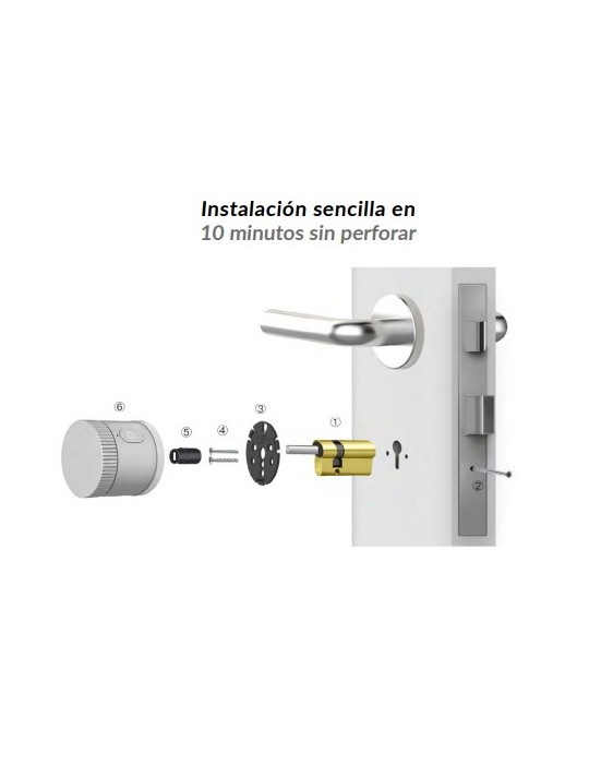 Atmoss Cerradura inteligente bluetooth plata para bombín SGR- SGR-039