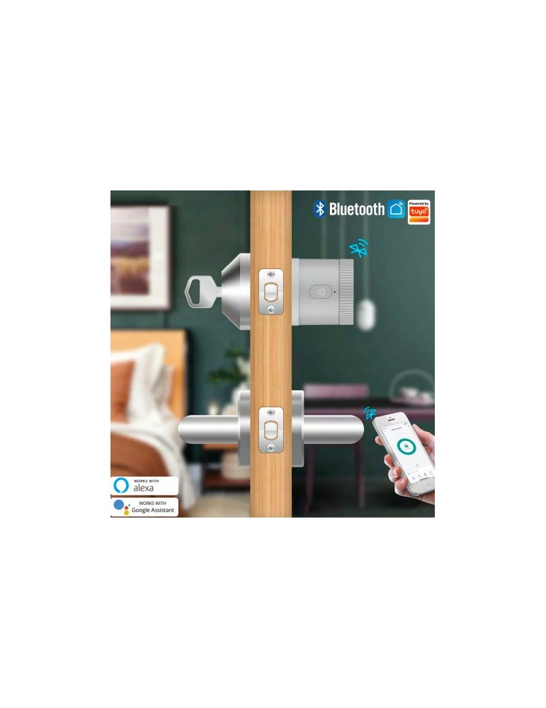 Atmoss Cerradura inteligente bluetooth plata para bombín SGR- SGR-039