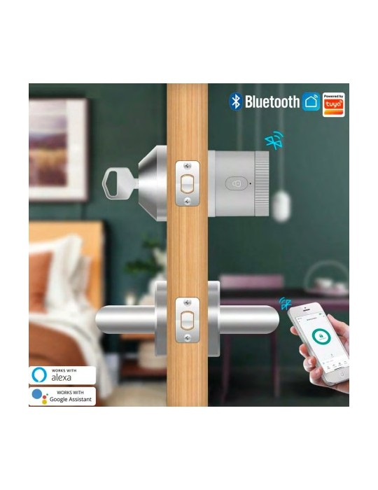 Atmoss Cerradura inteligente bluetooth plata para bombín SGR- SGR-039