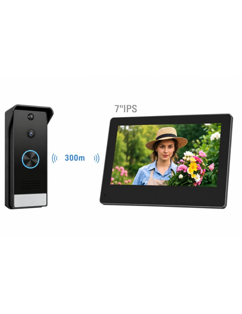 Videoportero inalámbrico 7" WiFi 1080P Atmoss VPO-010