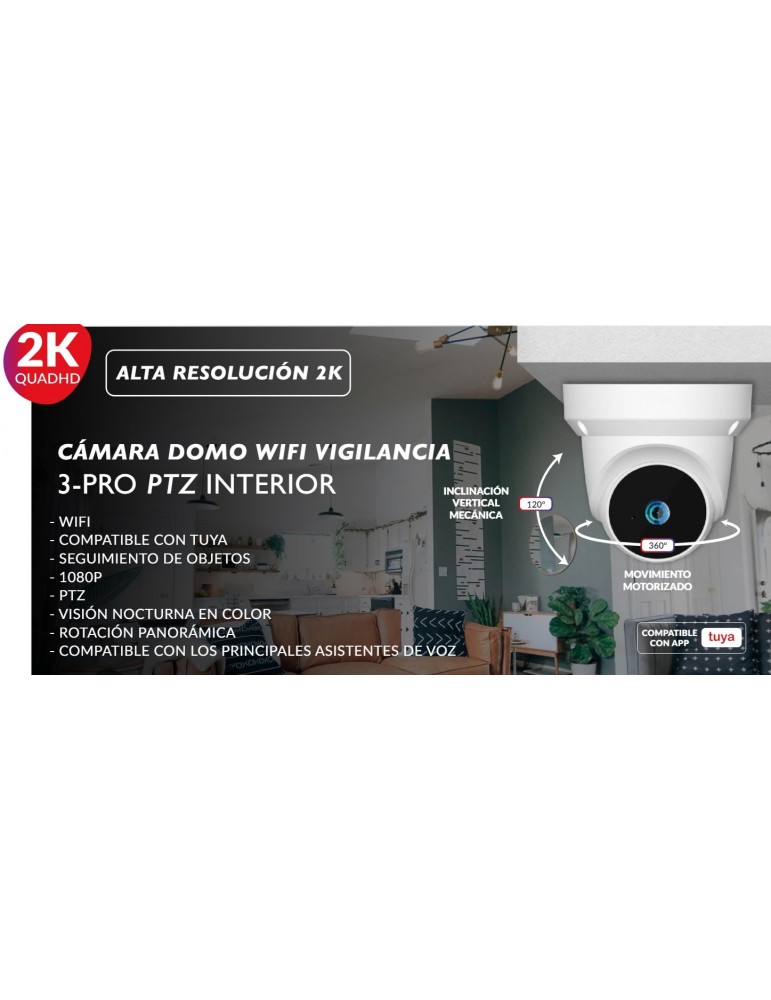 Atmoss Cámara Domo WIFI vigilancia 3-PRO PTZ Interior CAM-005