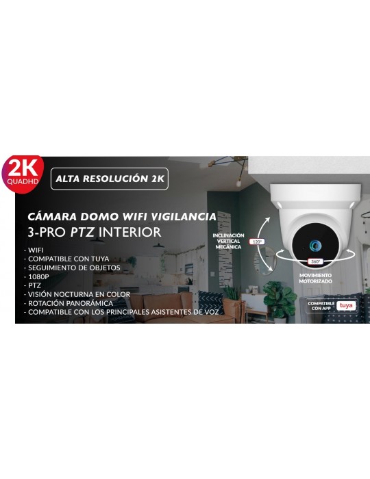 Atmoss Cámara Domo WIFI vigilancia 3-PRO PTZ Interior CAM-005