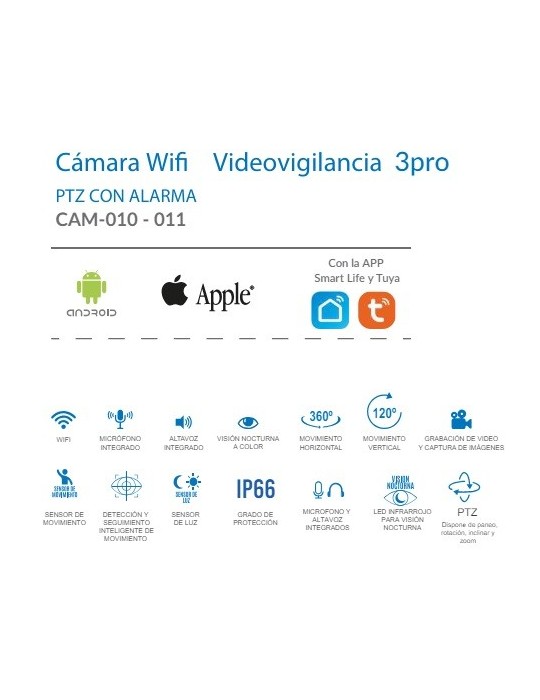 Atmoss Cámra Vigilancia 4G Solar 3MP PTZ IP66 CAM-010