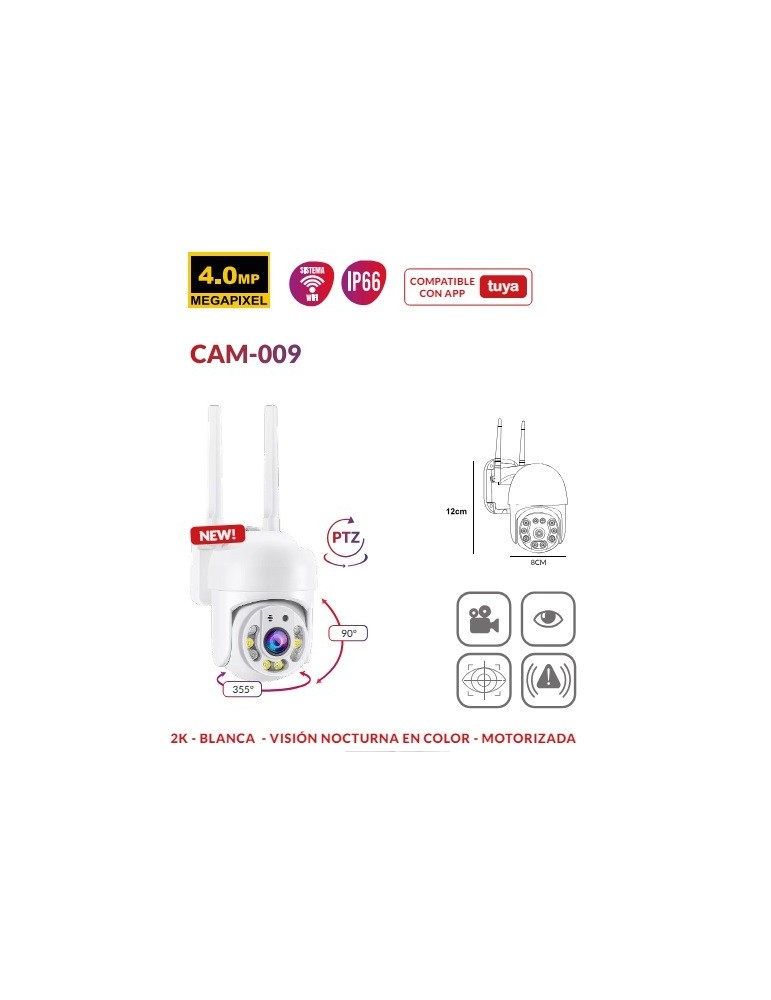 Atmoss Cámra de Vigilancia Exterior 2K 4MP IP66 CAM-009