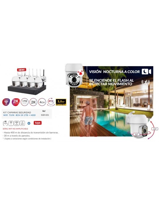 Atmoss Kit Cámaras wifi TUYA 4CH 2k 2TB HDD SGR-031