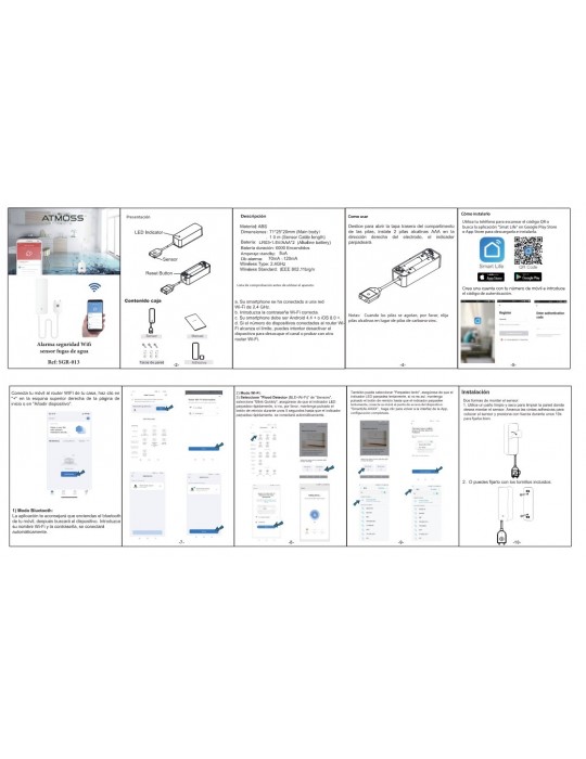 Atmoss Sensor fuga de agua en pared WIFI TUYA SGR-013