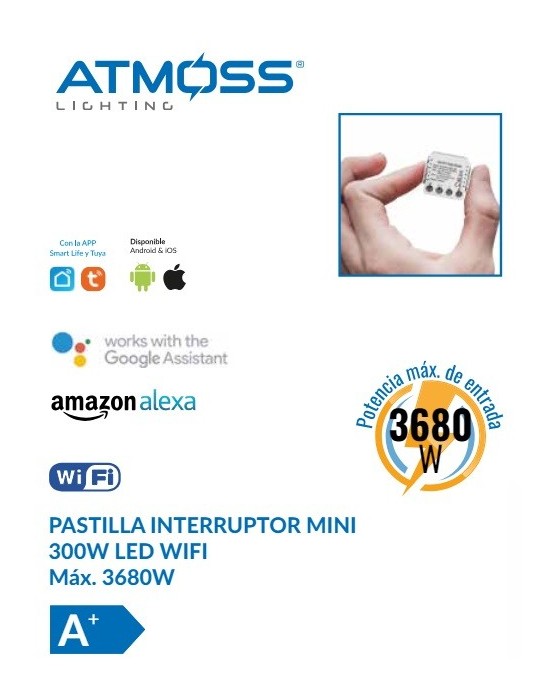 Atmoss Pastilla Interruptor Mini WIFI TUYA CONTR-054