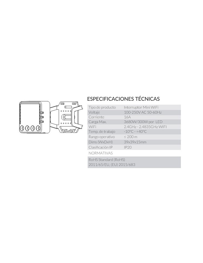 Atmoss Pastilla Interruptor Mini WIFI TUYA CONTR-054