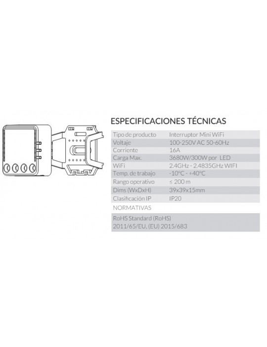 Atmoss Pastilla Interruptor Mini WIFI TUYA CONTR-054