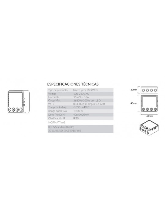 Atmoss Pastilla Interruptor Mini Multifunción WIFI TUYA CONTR-082