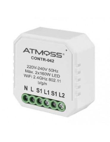 Atmoss Pastilla Interruptor doble WIFI TUYA CONTR-042