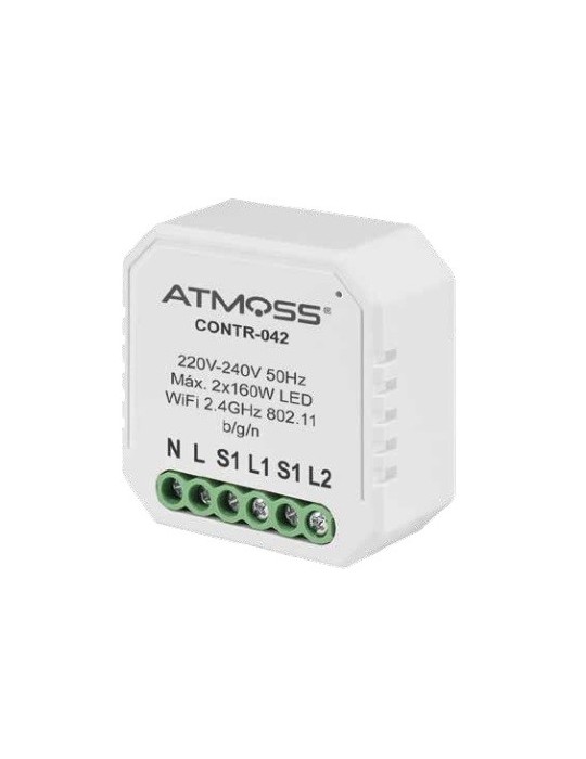 Atmoss Pastilla Interruptor doble WIFI TUYA CONTR-042