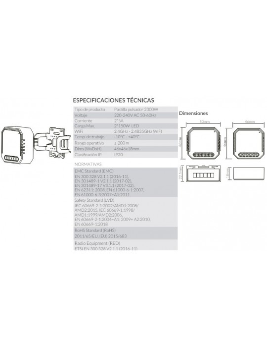 Atmoss Pastilla Pulsadro cerraduras electrónicas WIFI TUYA CONTR-056