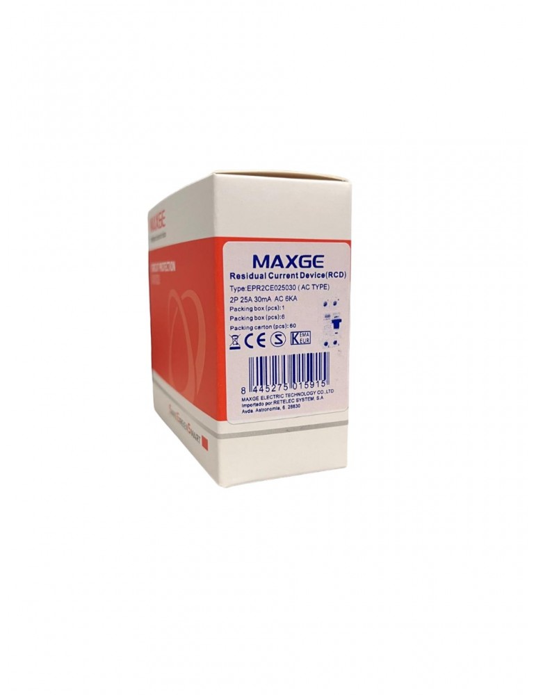 Maxge Diferencial 2P 25A 30mA AC 6kA EPR2CE025030